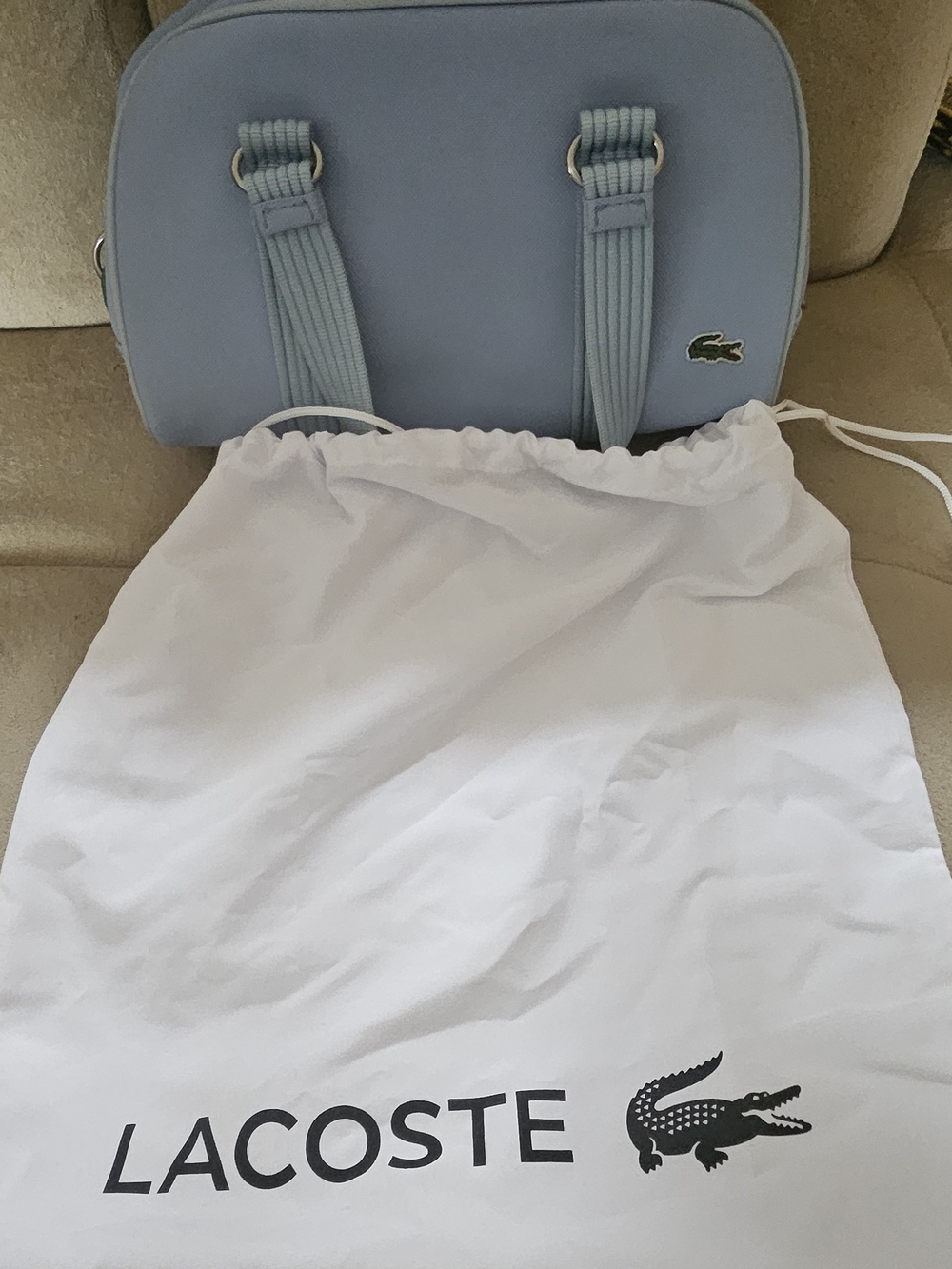 Lacoste Women's Pale Blue Mini Backpack with Croc Logo